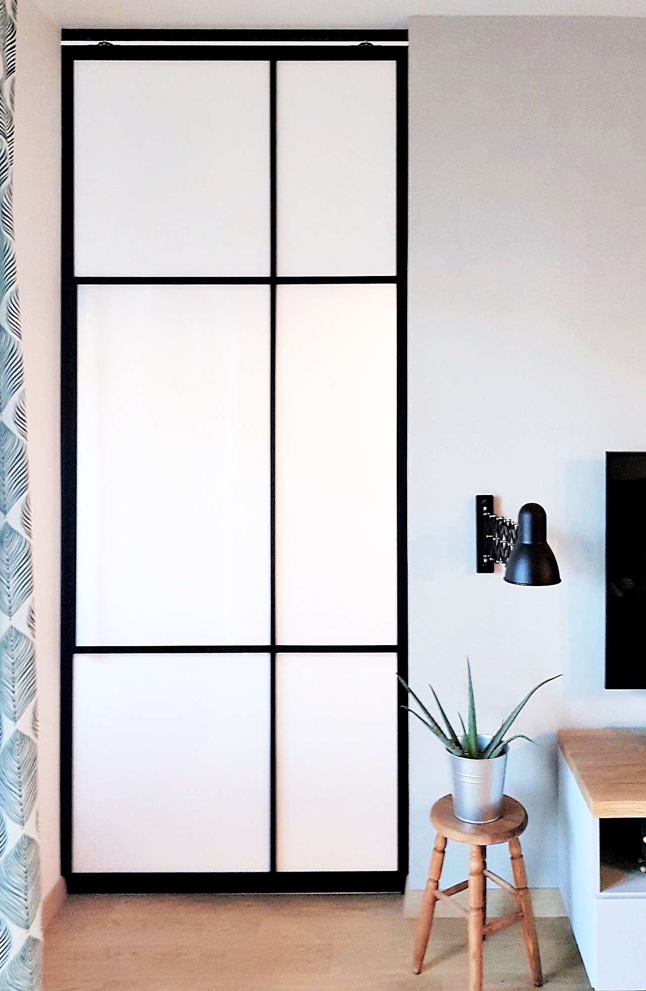 Drzwi loftowe mleczne szkło GDEL